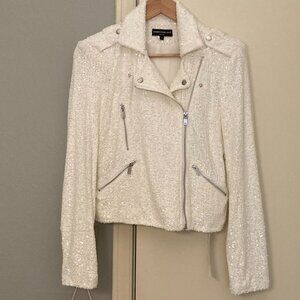 Generation Love white sequin moto jacket, sz. S